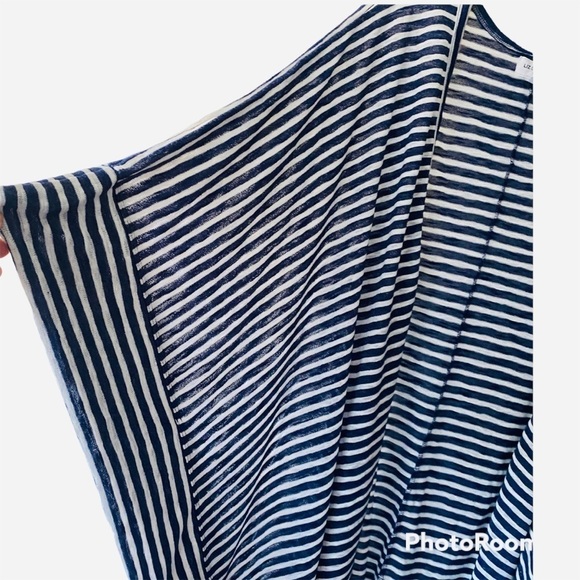 Liz Claiborne  Open Front BLUE/white  Cardigan Sweater/Poncho Size 2X/3X - Picture 7 of 8